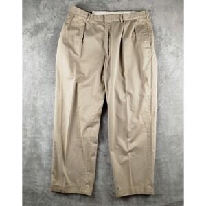 Vintage POLO RALPH LAUREN Andrew Pant Men 38x30 Khaki Double Pleated Trouser 90s